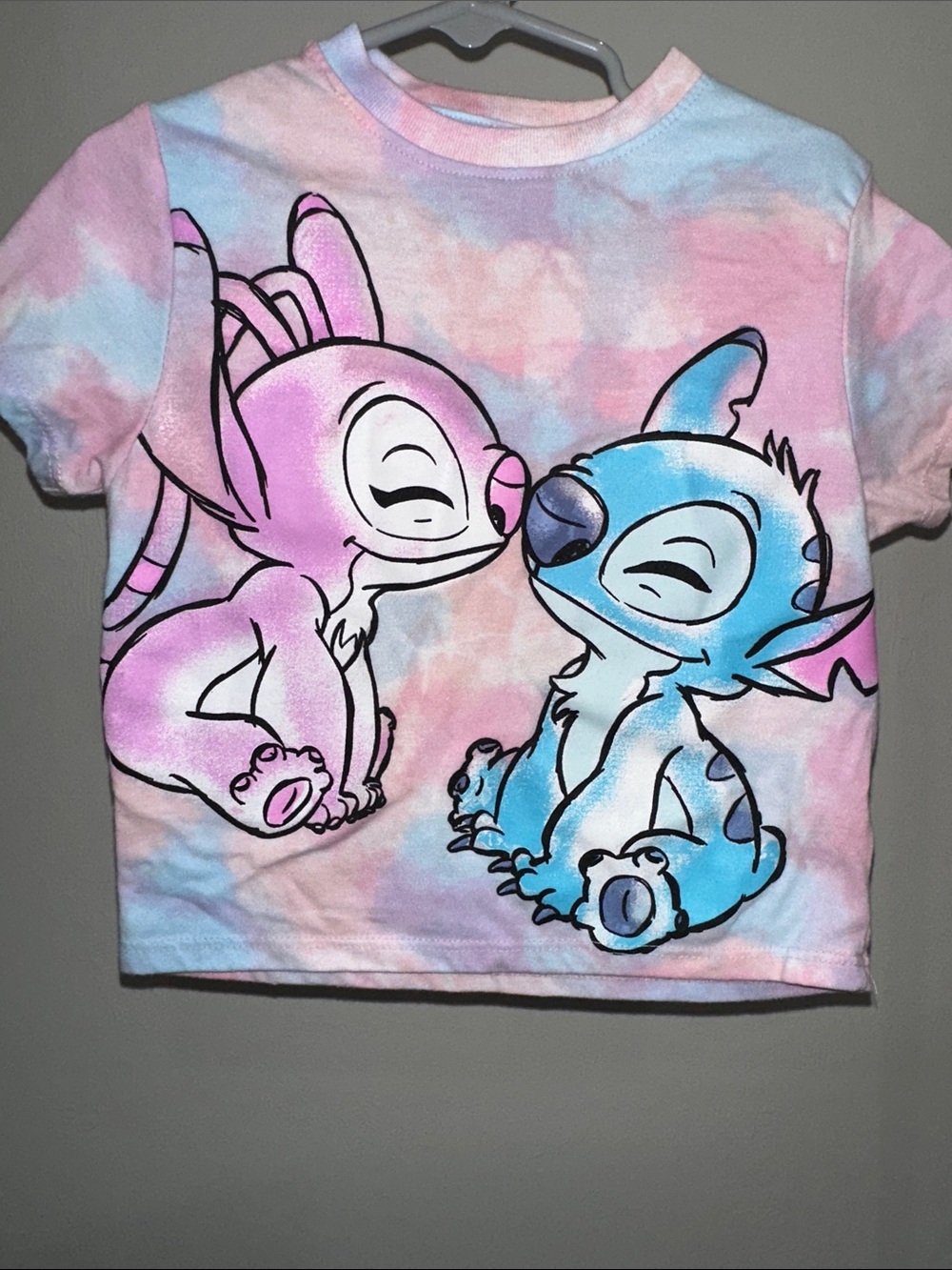 Disney Tie-Dye Stitch & Angel Short Sleeve Tee - Pink, Blue